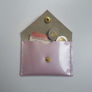 Porte carte cuir vernis rose nacré – Image 5