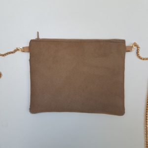 Pochette léopard et or – suédine beige – Image 6