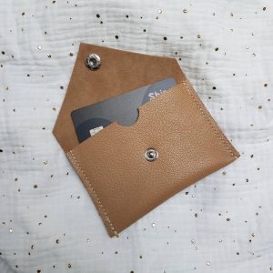 Porte carte cuir beige – Image 3