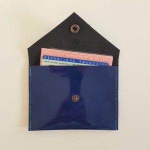Porte permis de conduire cuir verni bleu – Image 3