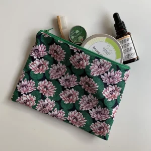 Pochette trousse de toilette en tissu coton nénuphar