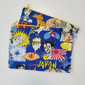 Pochette en tissu avec des motifs de mangas japonais